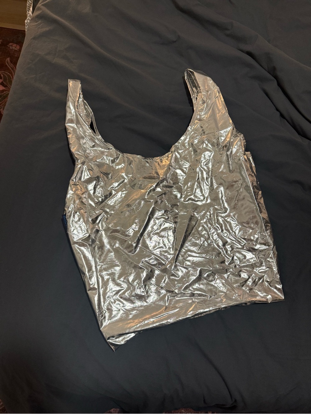 BAGGU Reusable Metallic Silver Tote Bag